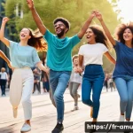 인도네시아 히트곡  Terpesona 의 대중적 인기 비결 - **Prompt: A vibrant and diverse group of young adults and teenagers, casually dressed in stylish, mo...