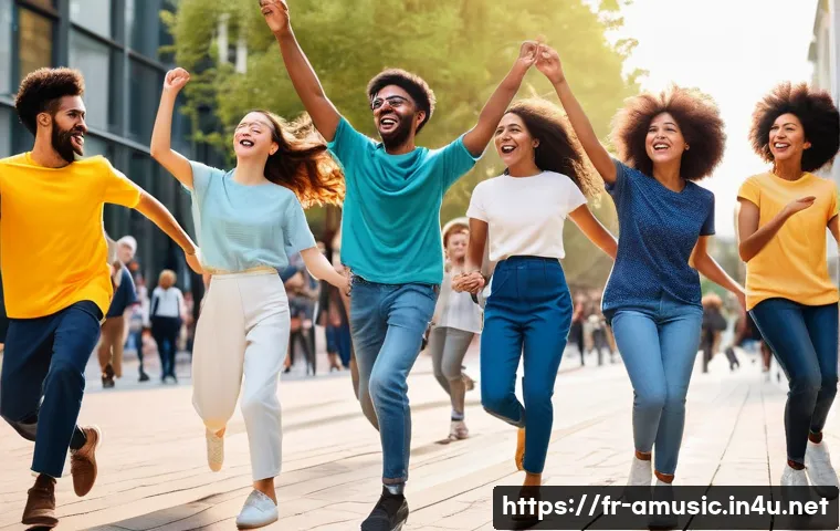 인도네시아 히트곡  Terpesona 의 대중적 인기 비결 - **Prompt: A vibrant and diverse group of young adults and teenagers, casually dressed in stylish, mo...